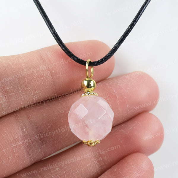 Natural Rose Quartz Ball Pendant - Locket With Thread Crystal Stone Pendant for Unisex