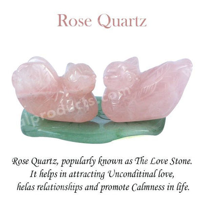 Rose Quartz Mandarin Duck Pair for Relationship and Valentine Gift