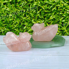 Rose Quartz Mandarin Duck Pair for Relationship and Valentine Gift