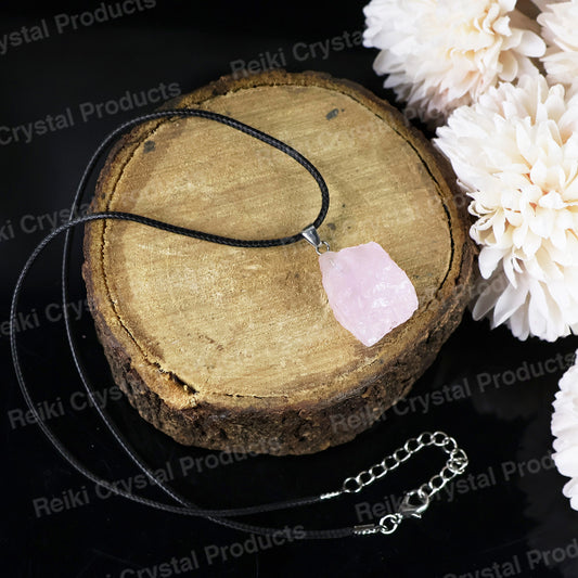 Natural Rose Quartz Rough Pendant / Locket With Thread Crystal Stone Pendant for Unisex