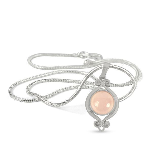 Natural Crystal Stone Designer Round Shape Pendant - Locket mm with Metal Chain
