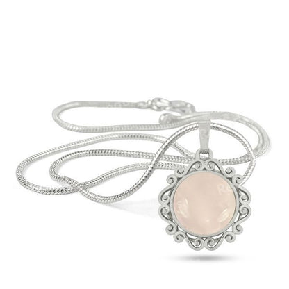 Natural Crystal Stone Round Designer Shape Pendant - Locket with Metal Chain