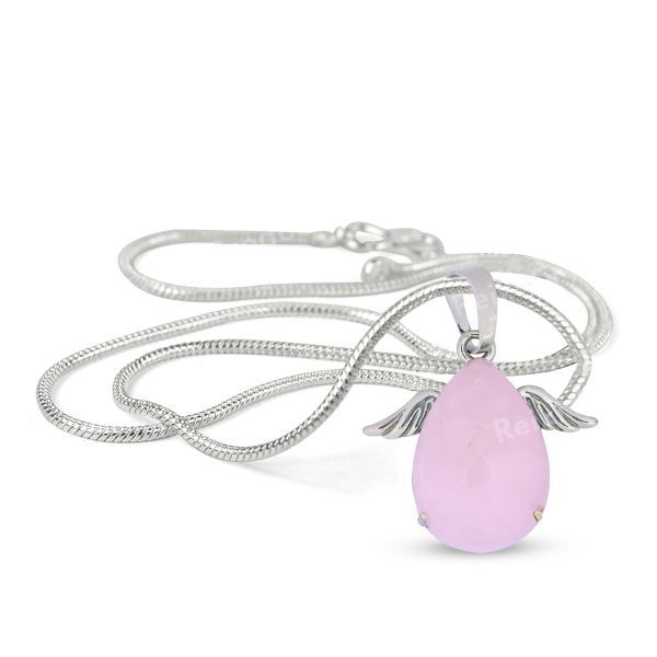 Natural Crystal Stone Angel Shape Pendant with Metal Chain