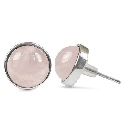 Natural Crystal Stone Round Earrings Tpos / Studs