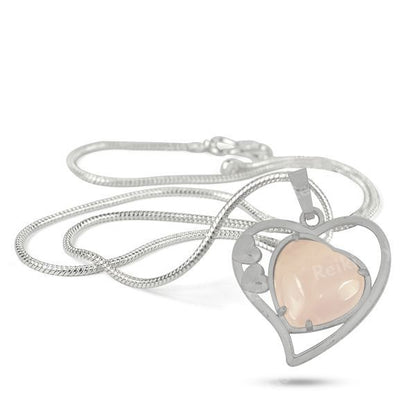 Natural Crystal Stone Heart Shape Metal Pendant - Locket with Metal Chain