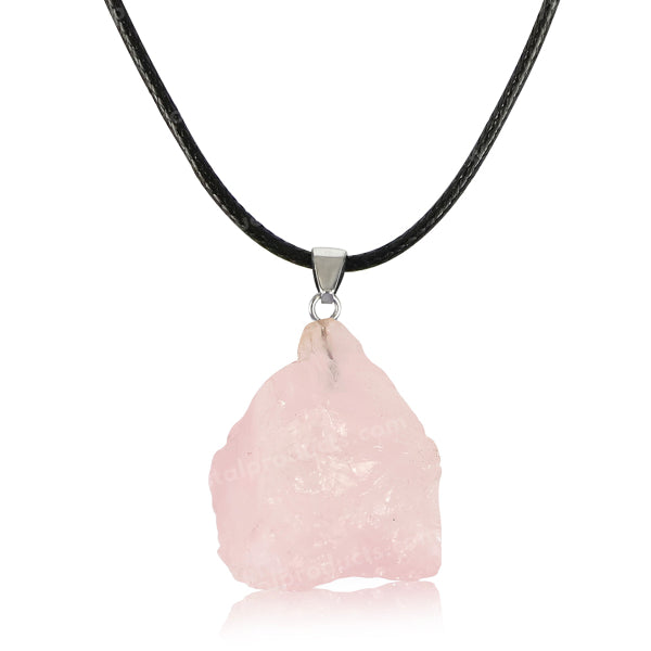 Natural Rose Quartz Rough Pendant / Locket With Thread Crystal Stone Pendant for Unisex