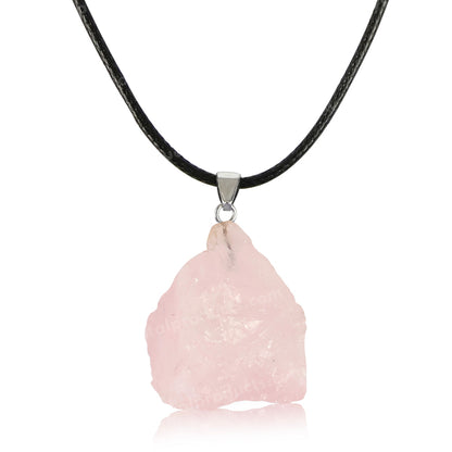 Natural Rose Quartz Rough Pendant / Locket With Thread Crystal Stone Pendant for Unisex