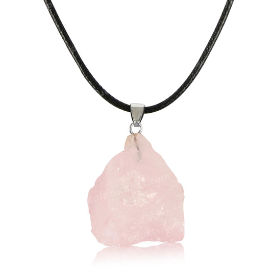 Natural Rose Quartz Rough Pendant / Locket With Thread Crystal Stone Pendant for Unisex