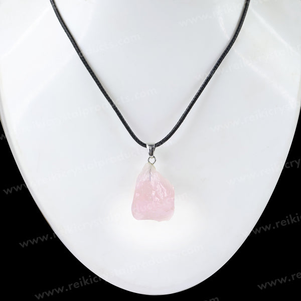 Natural Rose Quartz Rough Pendant / Locket With Thread Crystal Stone Pendant for Unisex