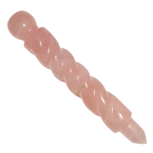 Rose Quartz Spiral Healing Wand