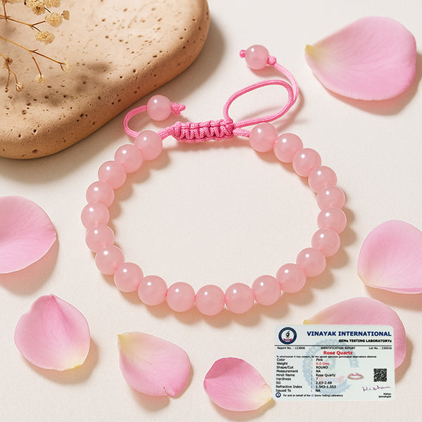 Certified Natural Single Line Stone Macrame Nylon Cord Adjustable 8 mm Bracelet for Unisex