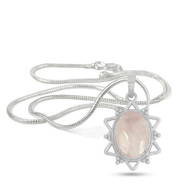 Natural Crystal Stone Oval Star Shape Pendant - Locket with Metal Chain