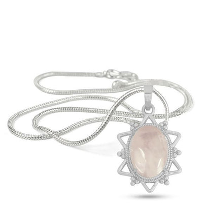 Natural Crystal Stone Oval Star Shape Pendant - Locket with Metal Chain