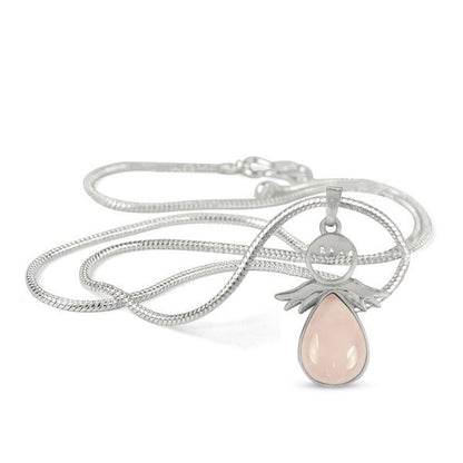 Natural Crystal Stone Angel Guardian Shape Pendant - Locket with Metal Chain