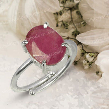 Natural Crystal Gemstone Adjustable Cutting Ring for unisex