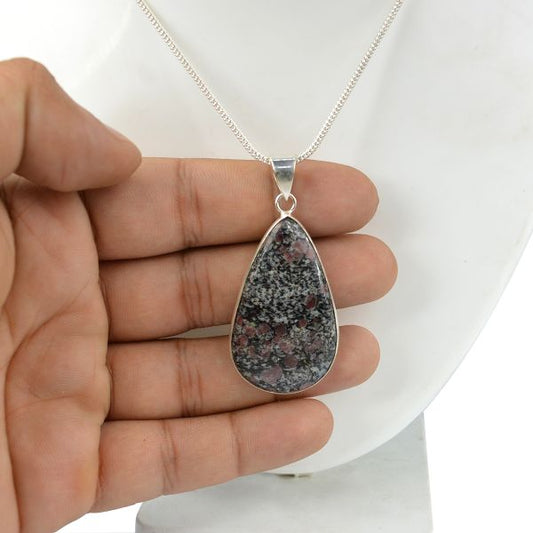AAA Quality Ruby Fall Drop Shape Pendant With Chain