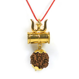 Trinity Trishakti Rudraksha Damru Locket Pendant