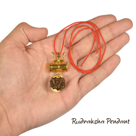 Trinity Trishakti Rudraksha Damru Locket Pendant