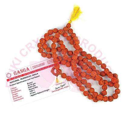 Certified Five 5 Mukhi Rudraksha Mala 108 Beads Original