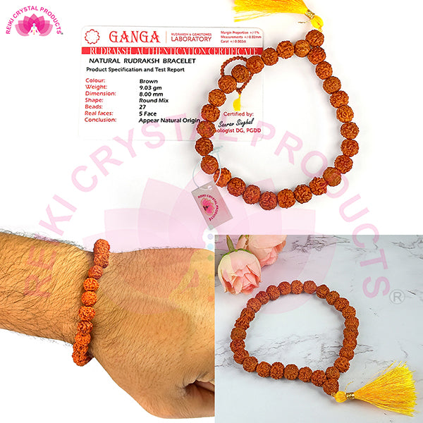 Lab Certified 5 Mukhi Rudraksha Bracelet for Men & Women