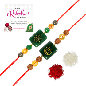 Natural Crystal Stone Money Magnet Rakhi Combo Set 2pc for Wealth
