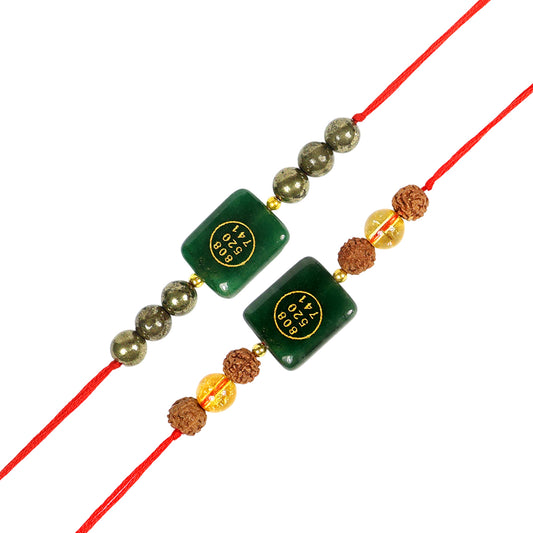 Natural Crystal Stone Pyrite with Citrine Rudraksha Band Set of 2 Pc for Brother