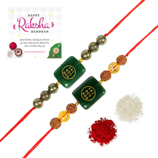 Natural Crystal Stone Pyrite with Citrine Rudraksha Combo Band Set of 4pc