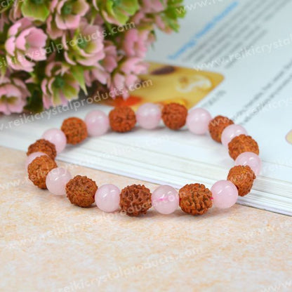 7 Chakra Amethyst Citrine Turquoise Lava Black Onyx Clear Rose Quartz Green Jade Hematite Tiger Eye with Rudraksha 8 mm Bracelet