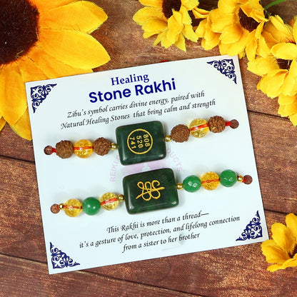 Natural Crystal Stone Pyrite with Citrine Rudraksha Combo Band Set of 4pc