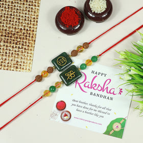 Natural Crystal Stone Money Magnet Combo Rakhi Set 2pc