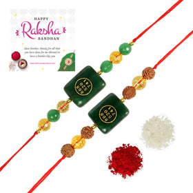 Natural Crystal Stone Money Magnet Combo Rakhi Set 2pc
