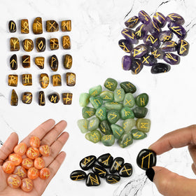 Natural Stone Tumble Shape Rune Set 25 Pc
