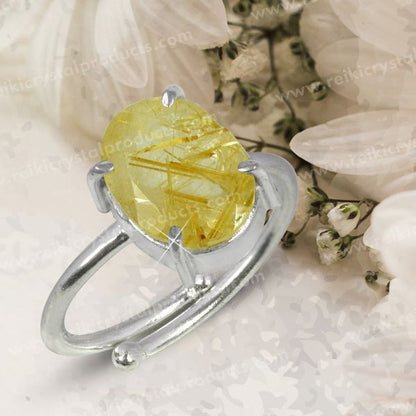 Natural Crystal Gemstone Adjustable Cutting Ring for unisex