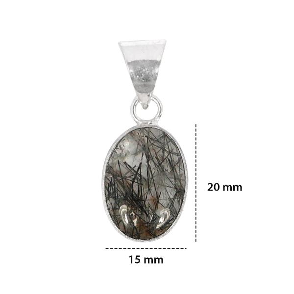 Natural Rutile Quartz Oval Shape Pendant Locket with Metal Chain for Unisex