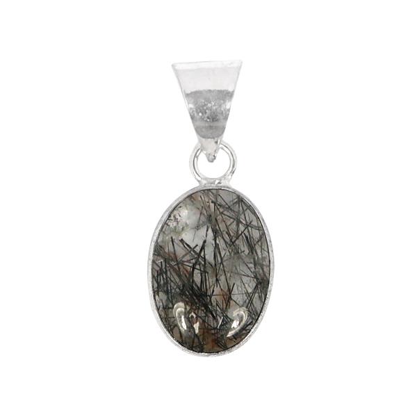 Natural Rutile Quartz Oval Shape Pendant Locket with Metal Chain for Unisex