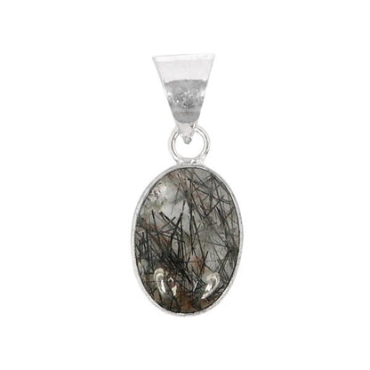 Natural Rutile Quartz Oval Shape Pendant Locket with Metal Chain for Unisex