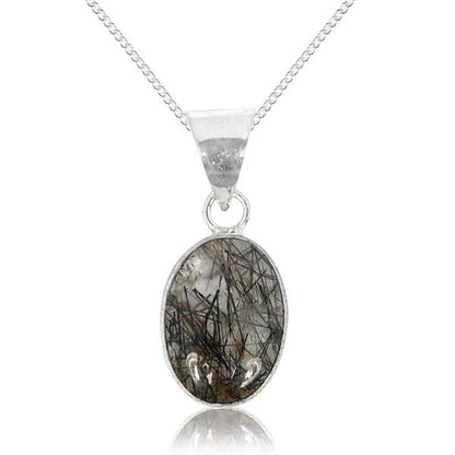 Natural Oval Shape Pendant Locket with Metal Chain for Unisex
