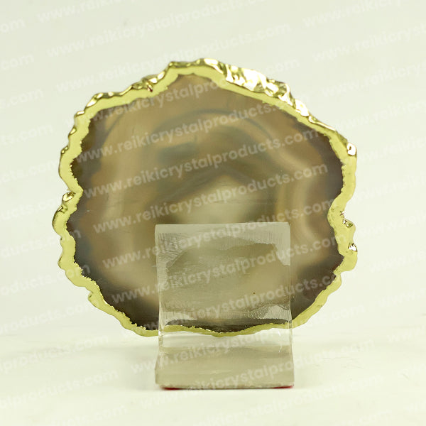 Crystal Stone Agate Sai Baba Symbol Sileces & Coaster for Table Decoration
