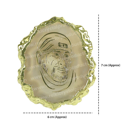 Crystal Stone Agate Sai Baba Symbol Sileces & Coaster for Table Decoration