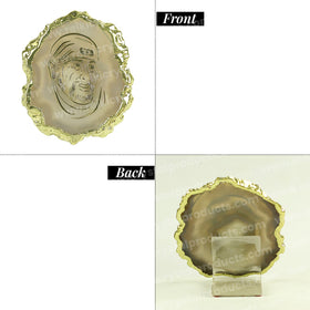 Crystal Stone Agate Sai Baba Symbol Sileces & Coaster for Table Decoration