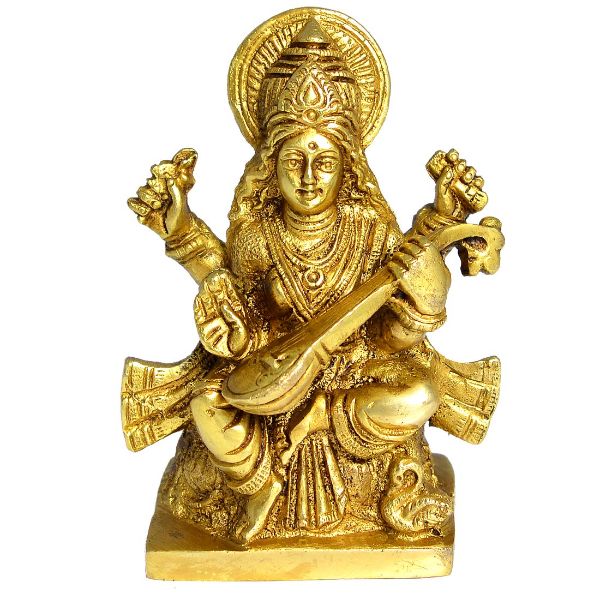 Brass Saraswati for Vastu Remedy size 10.1 cm
