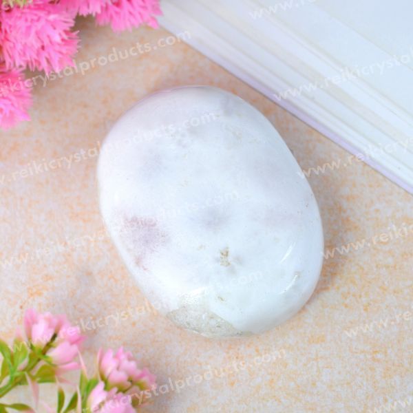 Natural Scolecite Palm Stone for Stress Relief and Meditation
