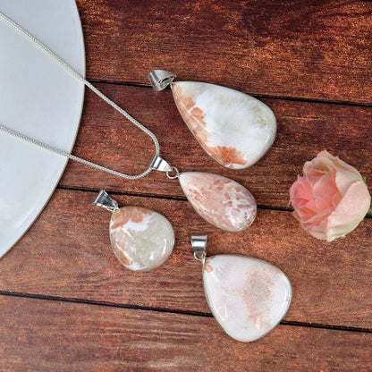 AAA Quality Scolecite Drop Shape Pendant With Chain
