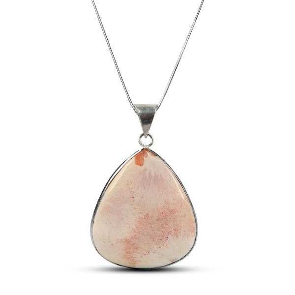 AAA Quality Scolecite Drop Shape Pendant With Chain