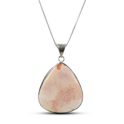 AAA Quality Scolecite Drop Shape Pendant With Chain