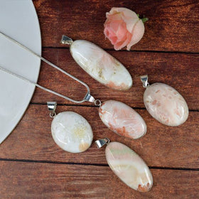 AAA Quality Scolecite Oval Pendant With Chain