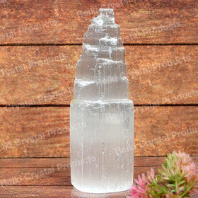 Natural Selenite Tower Energy Infused 10 cm x 4 cm | Reiki Healing Crystal Tower for Meditation, Crystal Charging & Spiritual Decor
