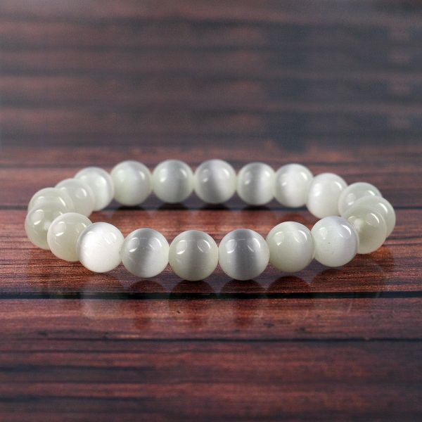 Selenite Synthetic 10 mm Round Bead Bracelet