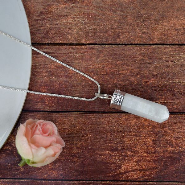Natural AAA Pencil Shape Pendant - Locket With Metal Chain