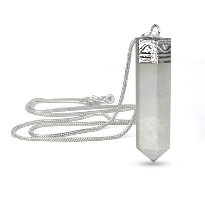 Certified AAA Natural Crystal Stone Pencil Shape Pendant - Locket with Metal Chain